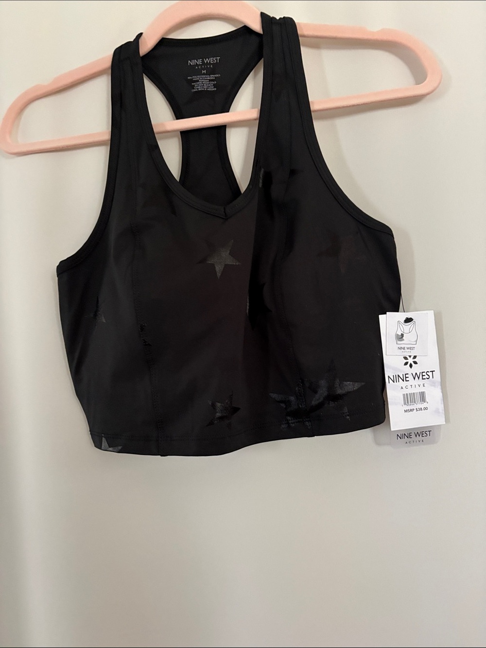 Nine West Black Star Accent Racerback Sports Bra